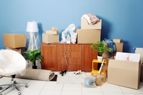 Secure long-term storage unit in Osterley with organized boxes