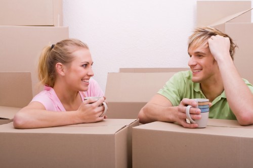 Professional local removals in Osterley with moving van and packed boxes
