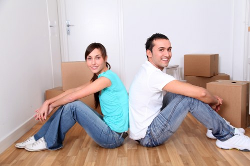 Boxes and furniture prepared for a local move in Osterley